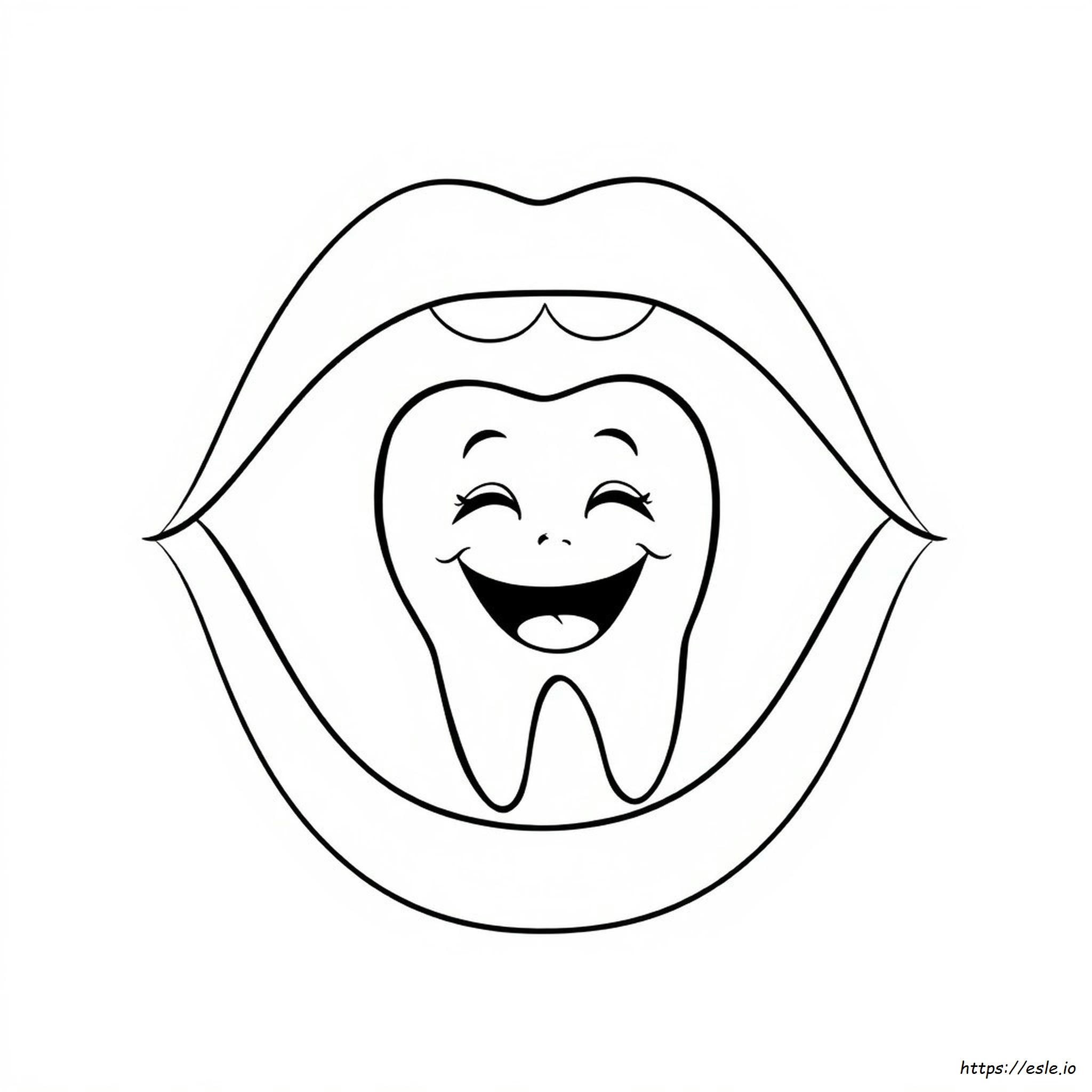 Happy Tooth Coloring Page