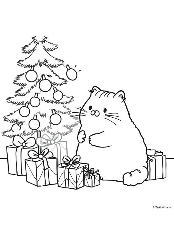 Pusheen Natal Gambar Mewarnai