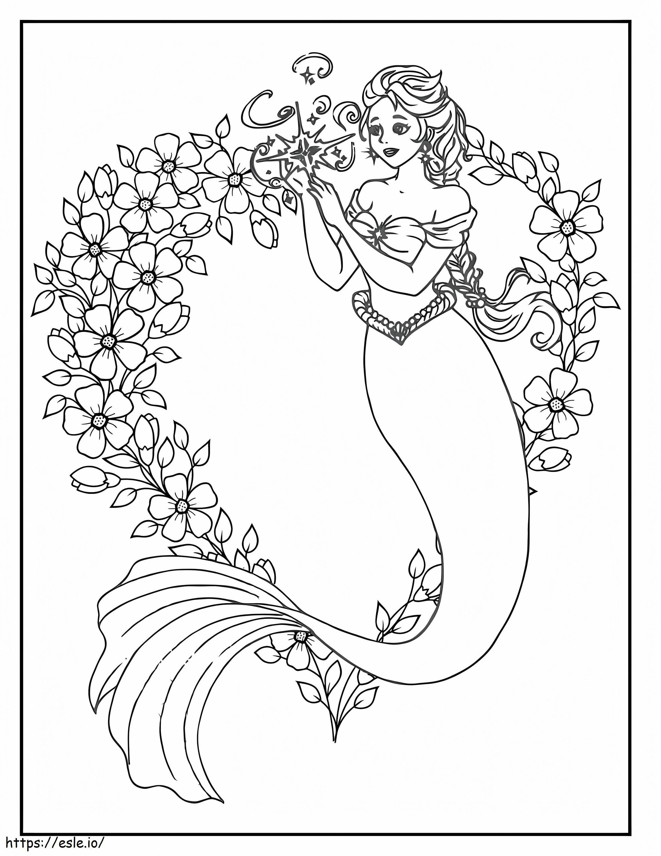 Meerjungfrau mit Blume ausmalbilder