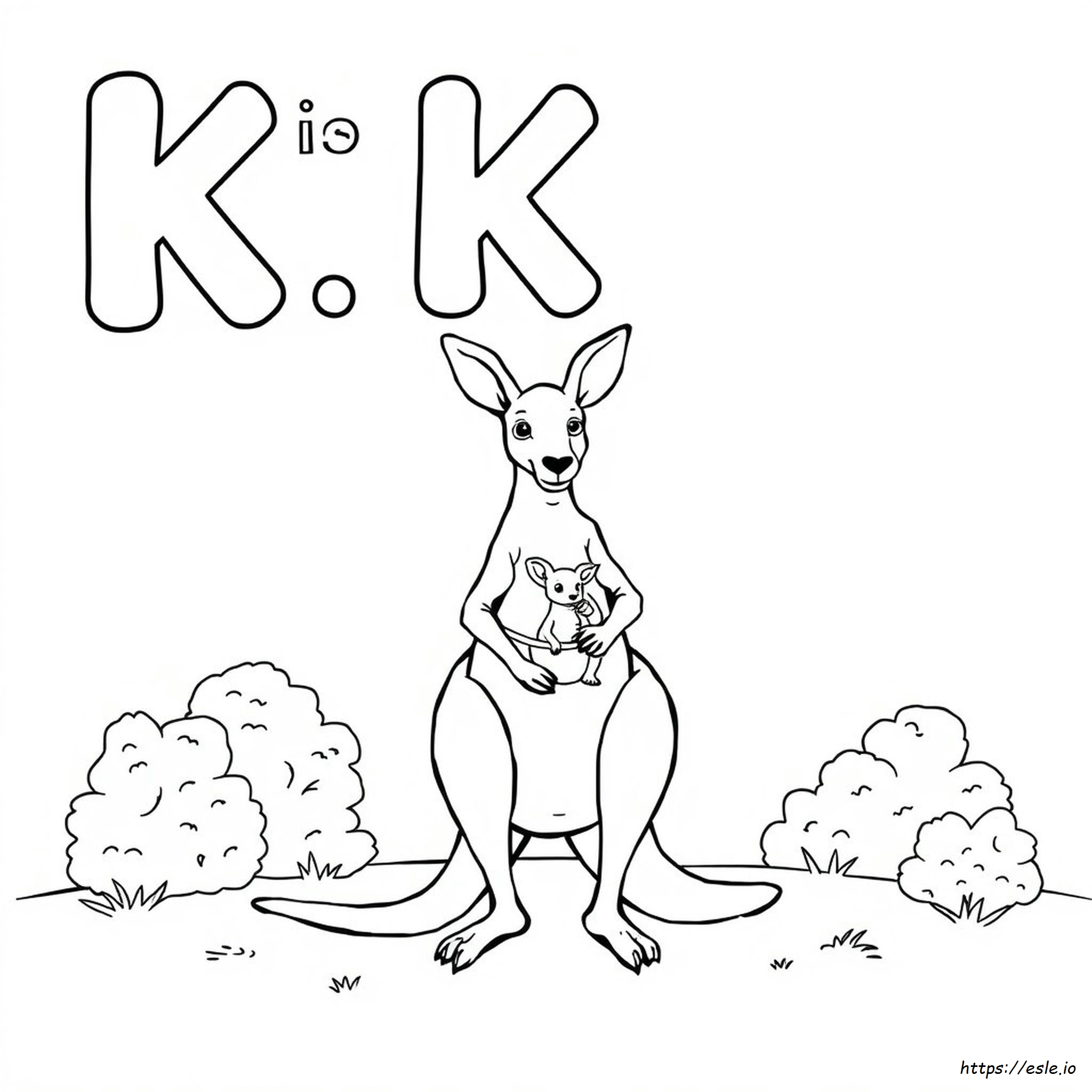 K Is For Kangaroo Coloring Page