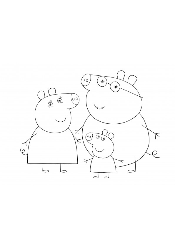 Daddy-Mami-Peppa Pig pentru colorat și descărcare gratuită pentru copii