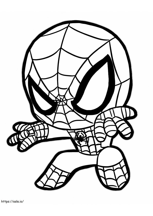 Chibi Spiderman värityskuva