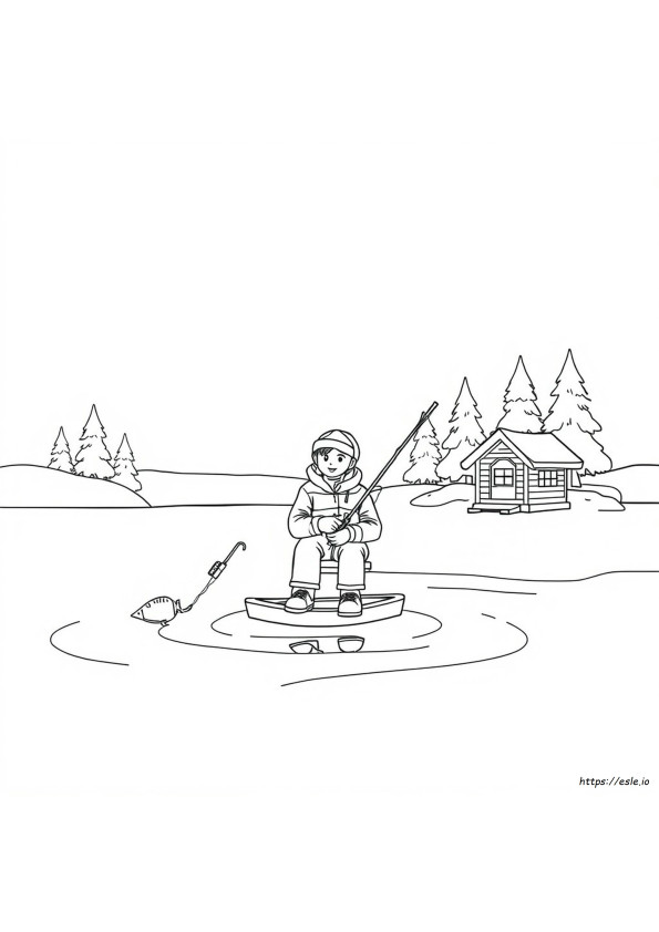 Ice Fishing Coloring