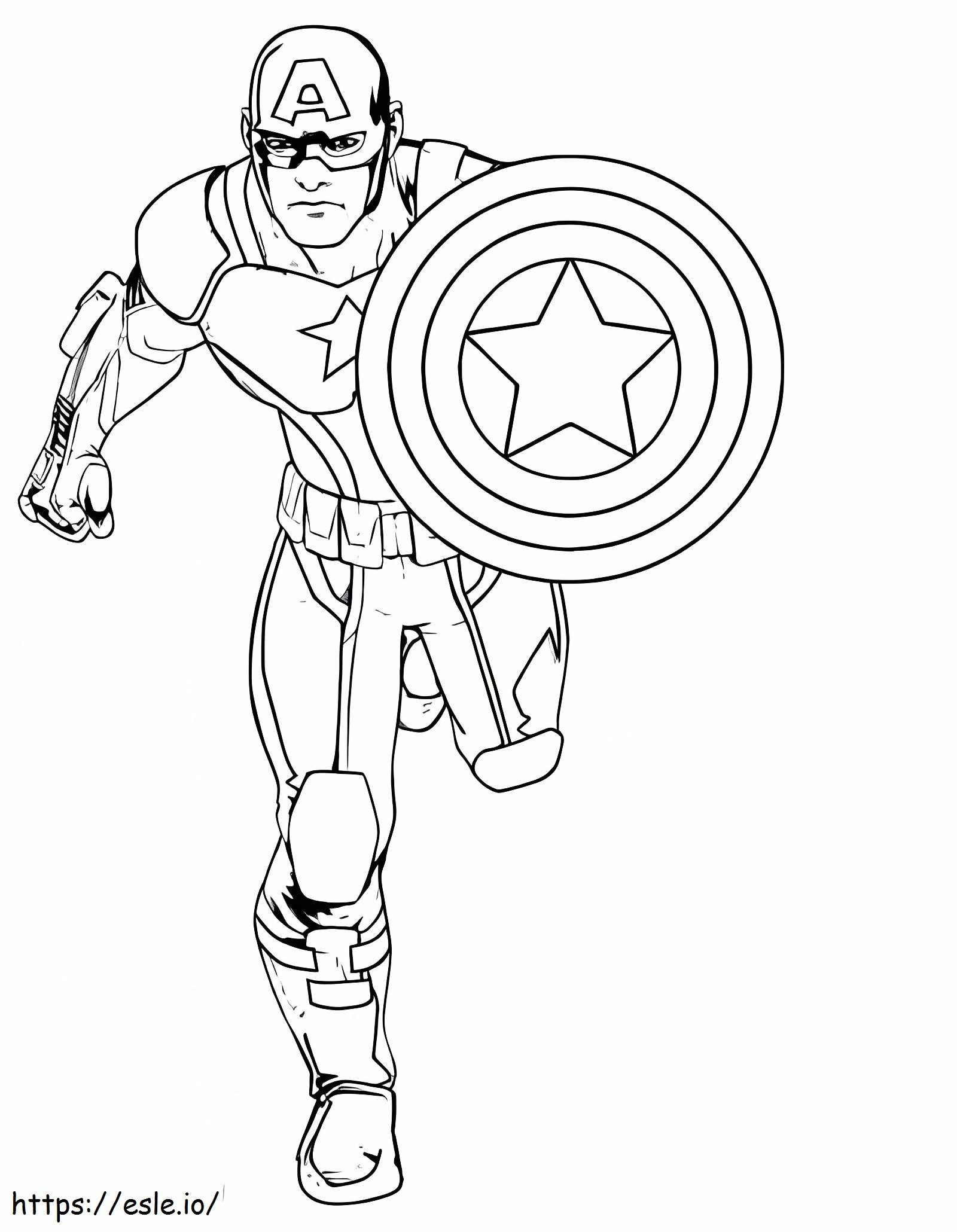 Capitán América corriendo para colorear