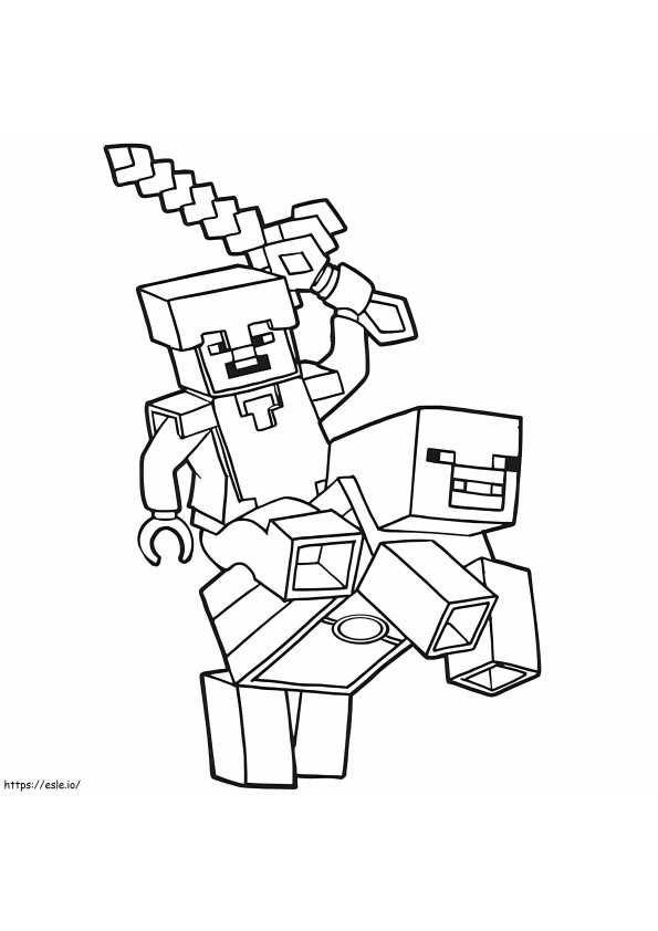 Alex With Sword In Minecraft coloring page