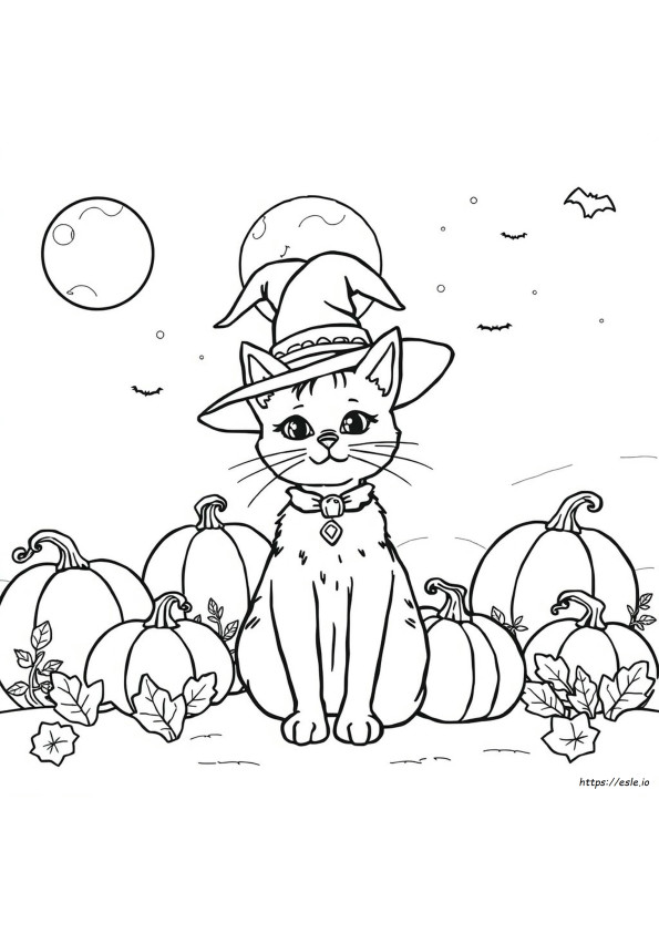 Halloween Kat Kleurplaat