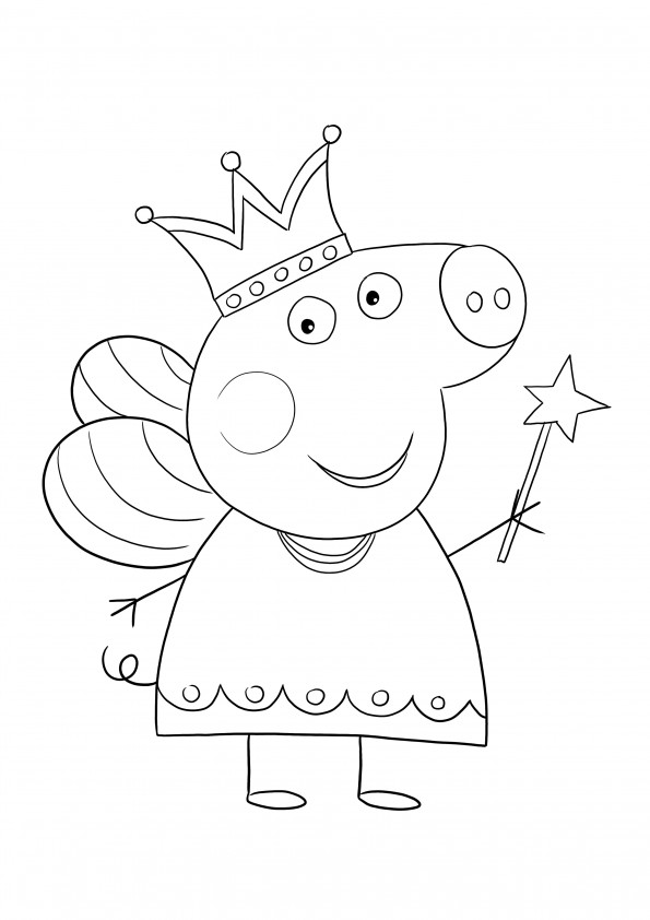 Fairy Peppa-free printable for kids to color with fun