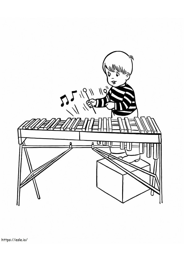 Kleiner Junge, der Xylophon spielt ausmalbilder