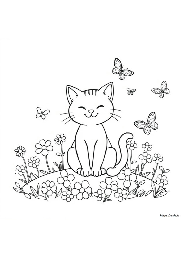 Gülümseyen Kedi Boyama Sayfası