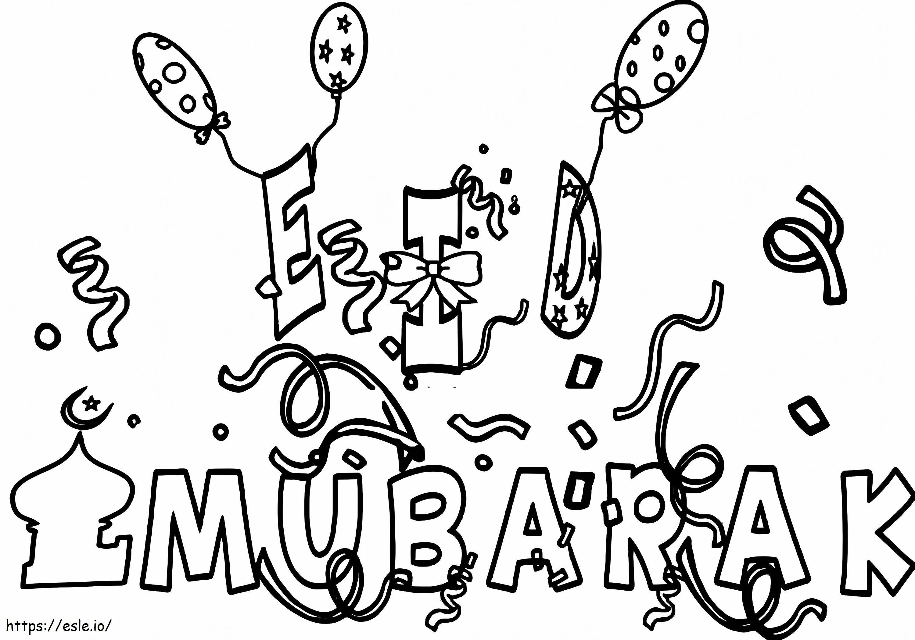 Eid Mubarak 7 coloring page