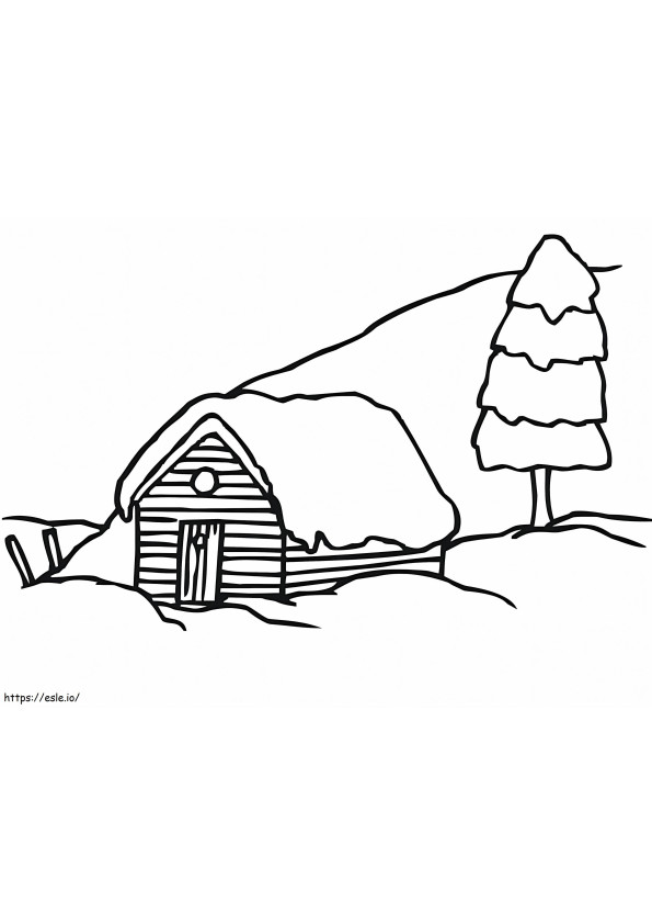 Sweden Winter Rural Landscape coloring page