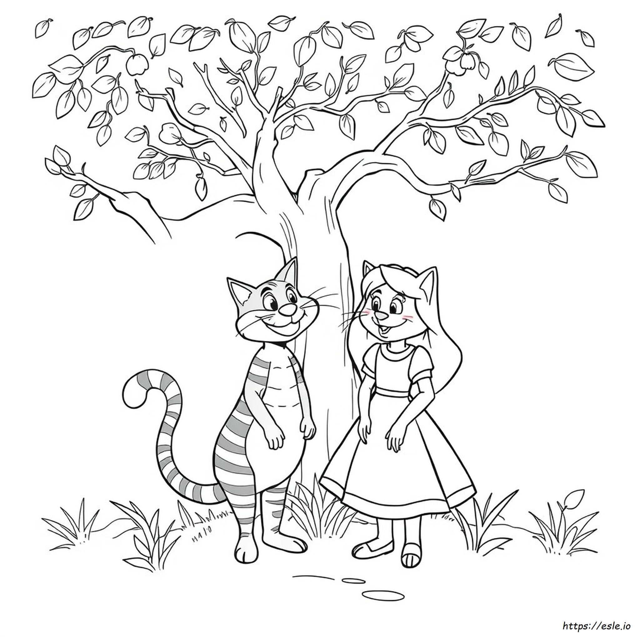 Alice In Wonderland Cat Coloring Pages