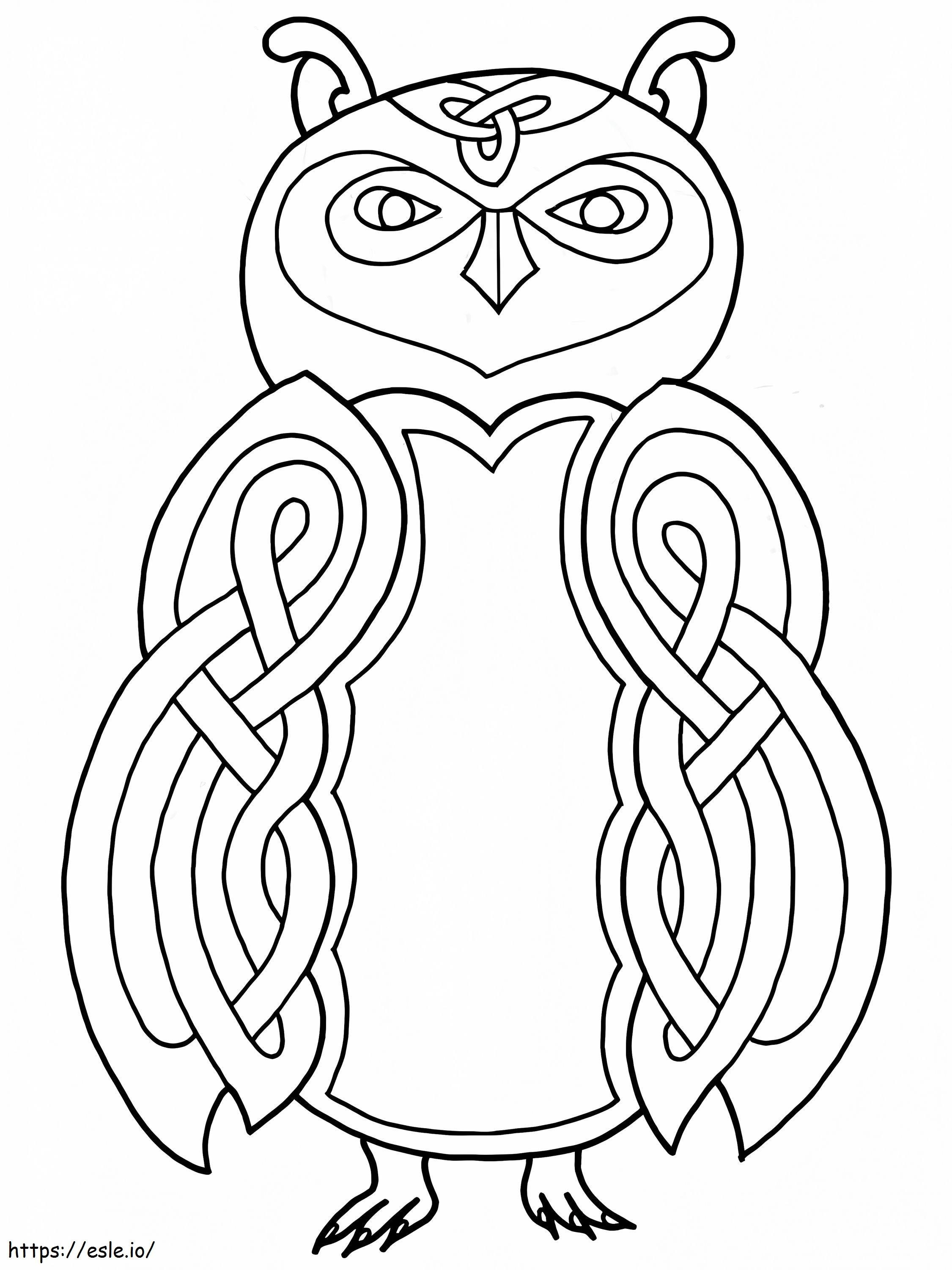 Disegno gufo celtico da colorare