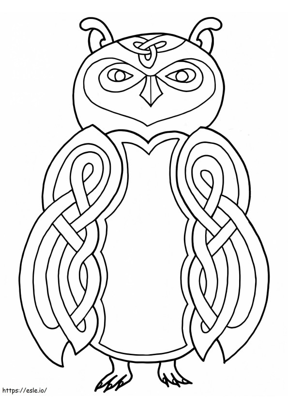 Diseño de búho celta para colorear