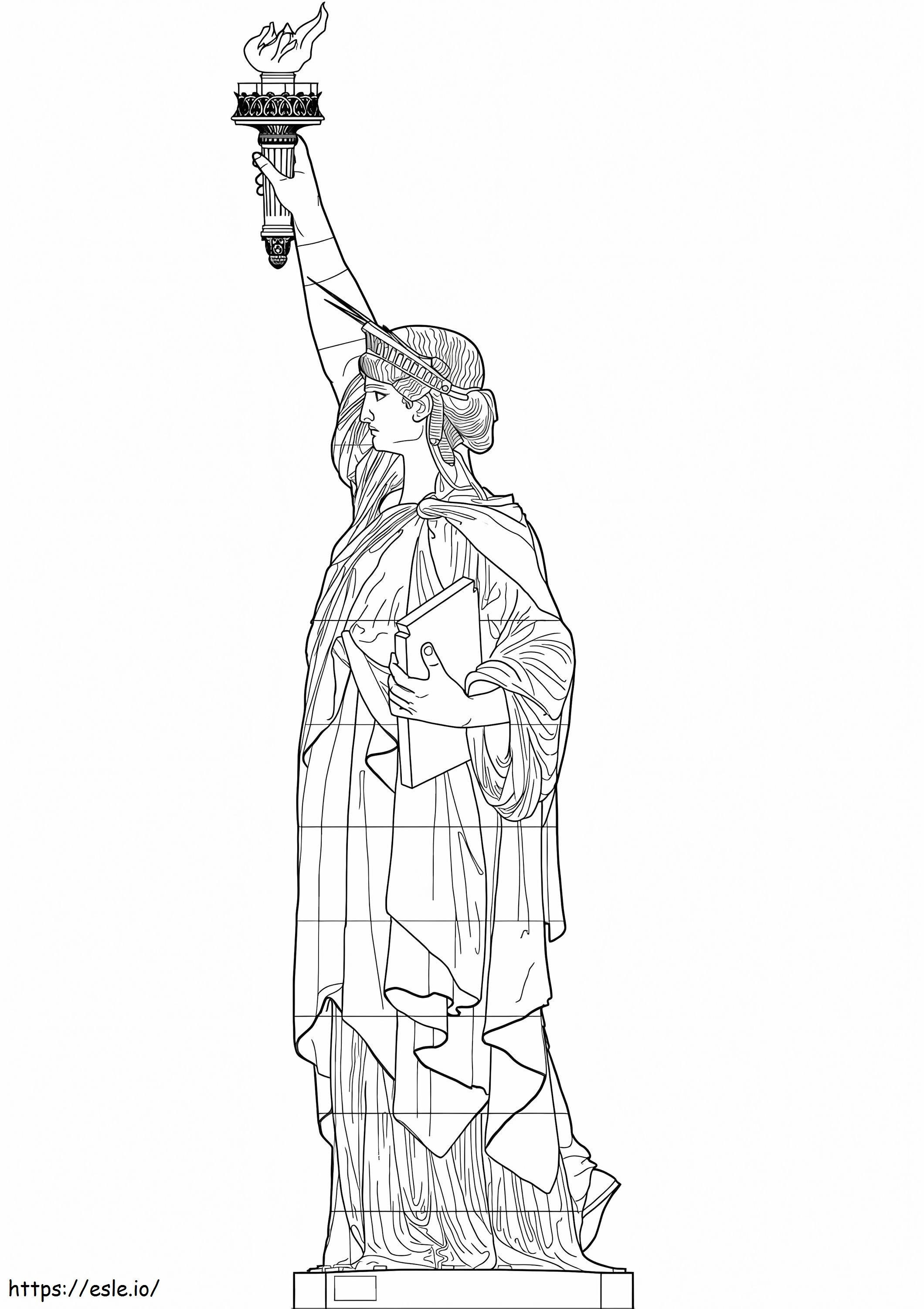 Vista Lateral da Estátua da Liberdade para colorir