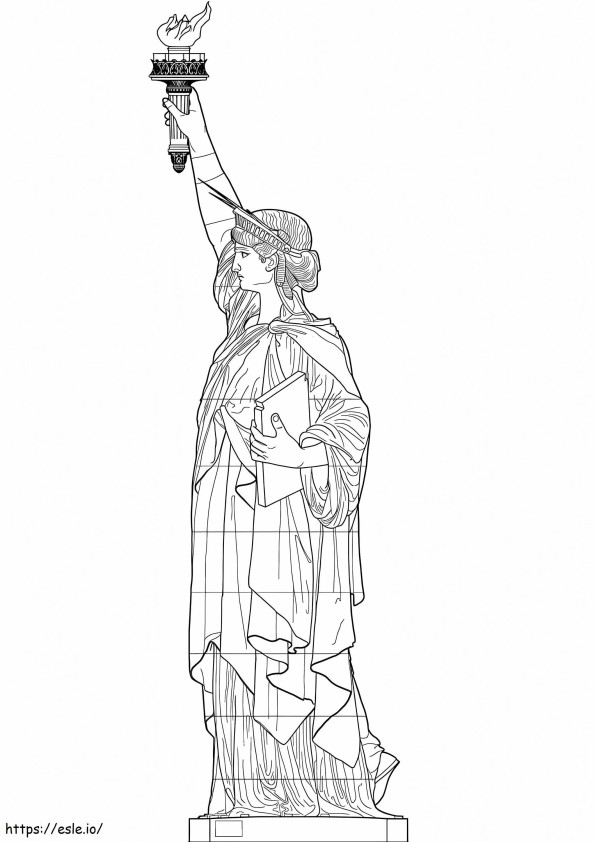 Vista Lateral da Estátua da Liberdade para colorir