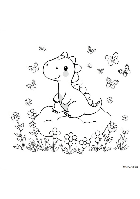 Kawaii Dinozor Boyama Sayfaları
