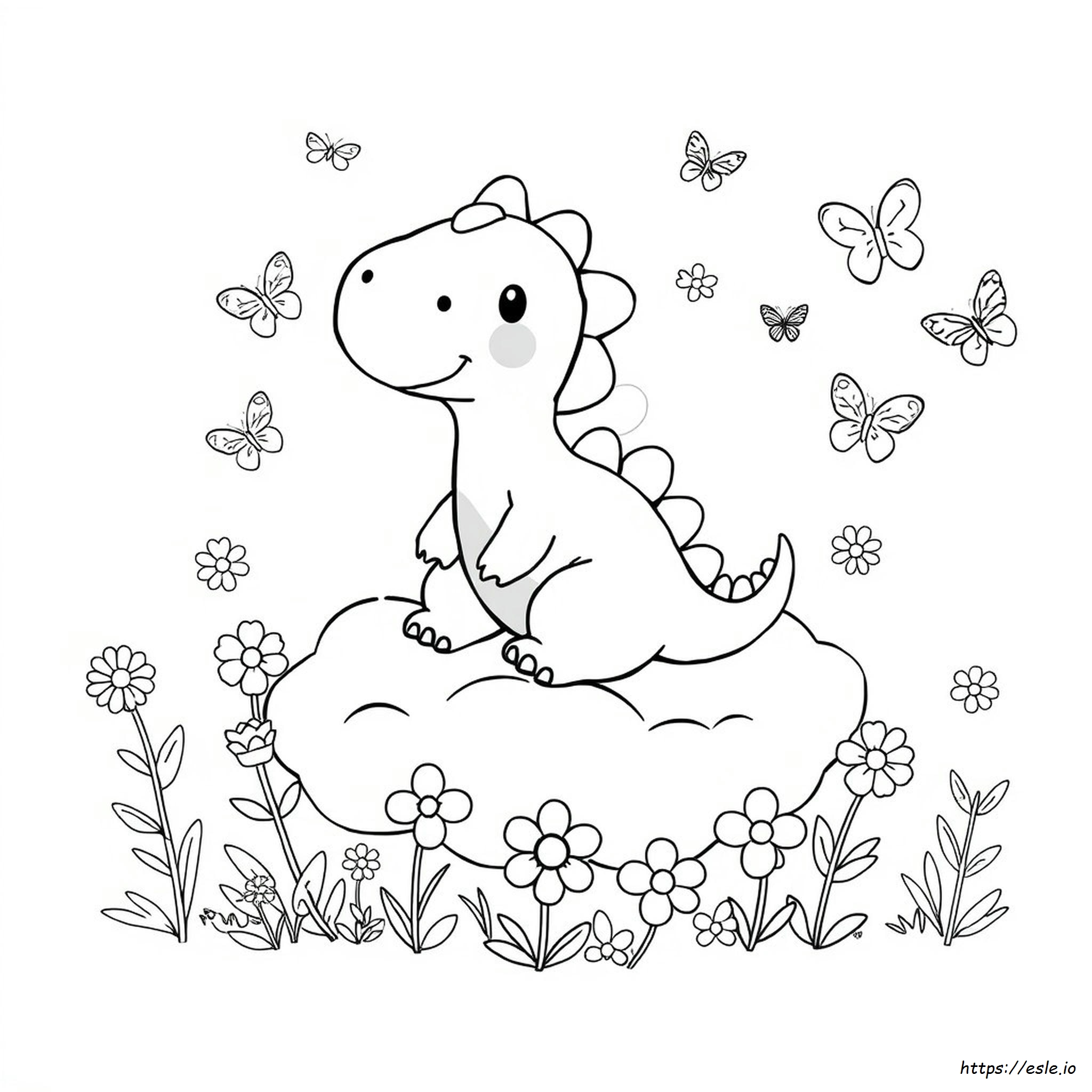 Kawaii Dinosaurus Värityskuvat