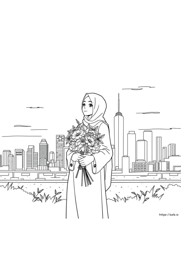 Coloriage Anime Hijab