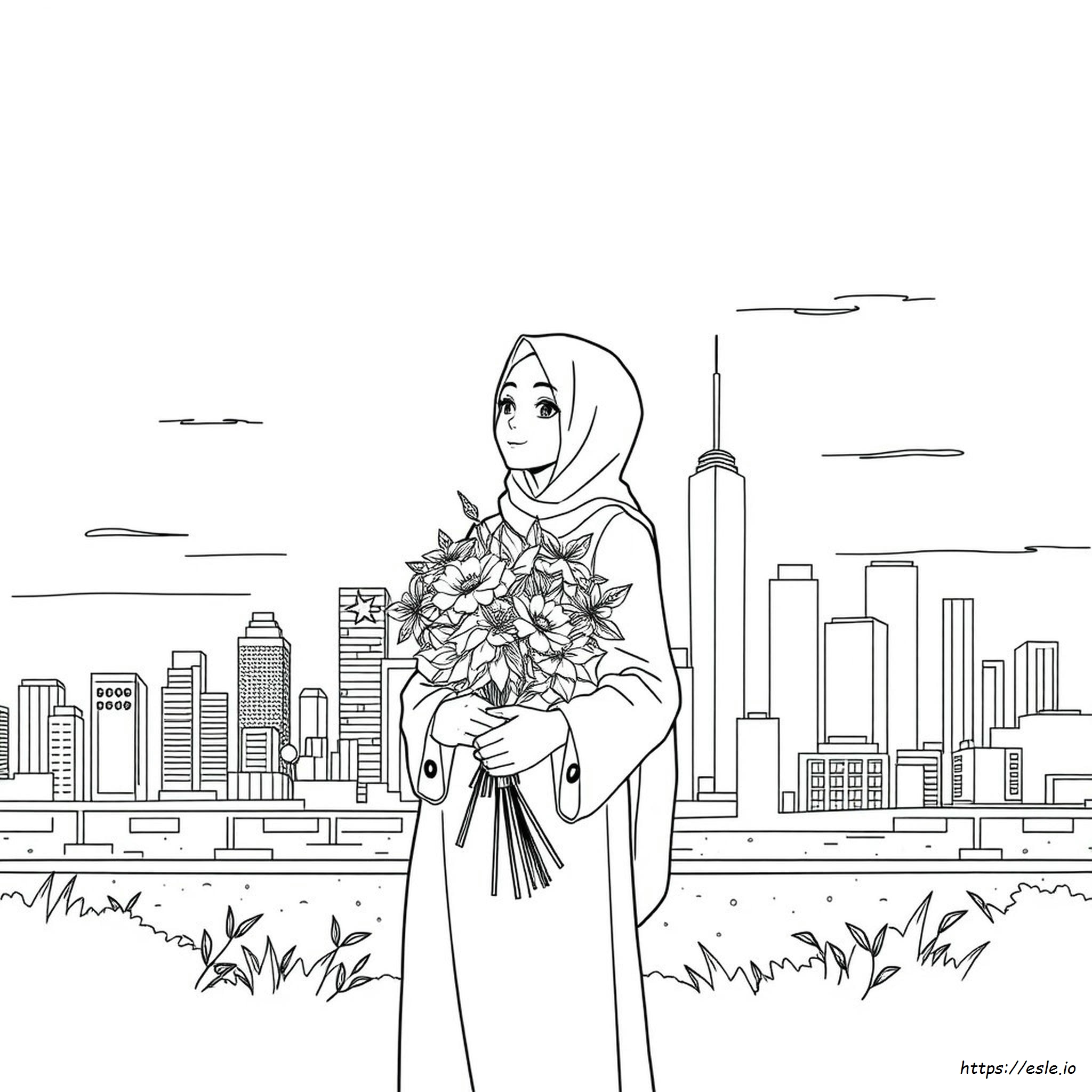 Anime Hijab Da Colorare