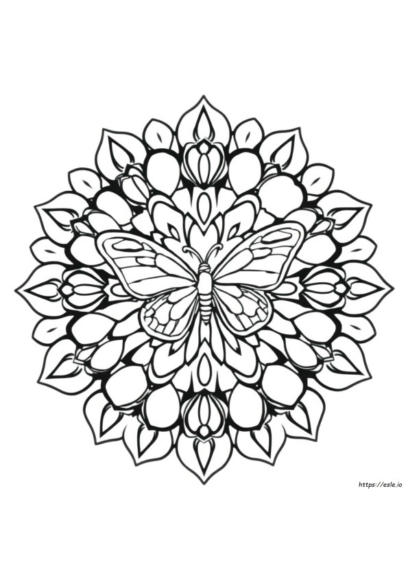 Pillangó Mandala Színező