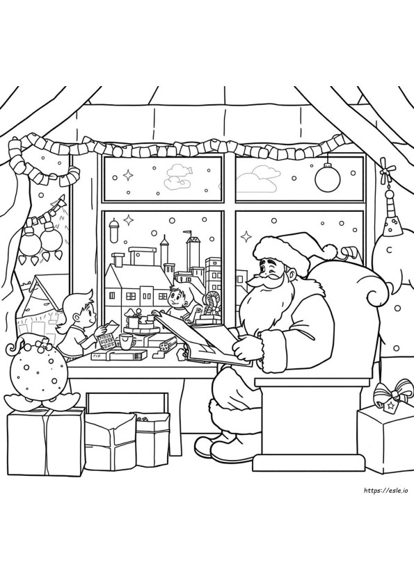 Kerstman Werkplaats Kleurplaat