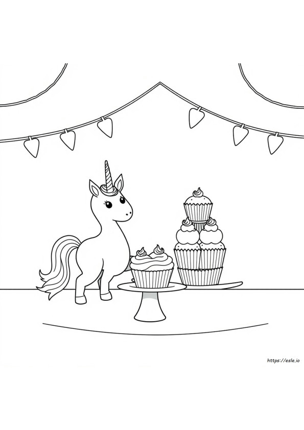 Egyszarvú Cupcake Színező