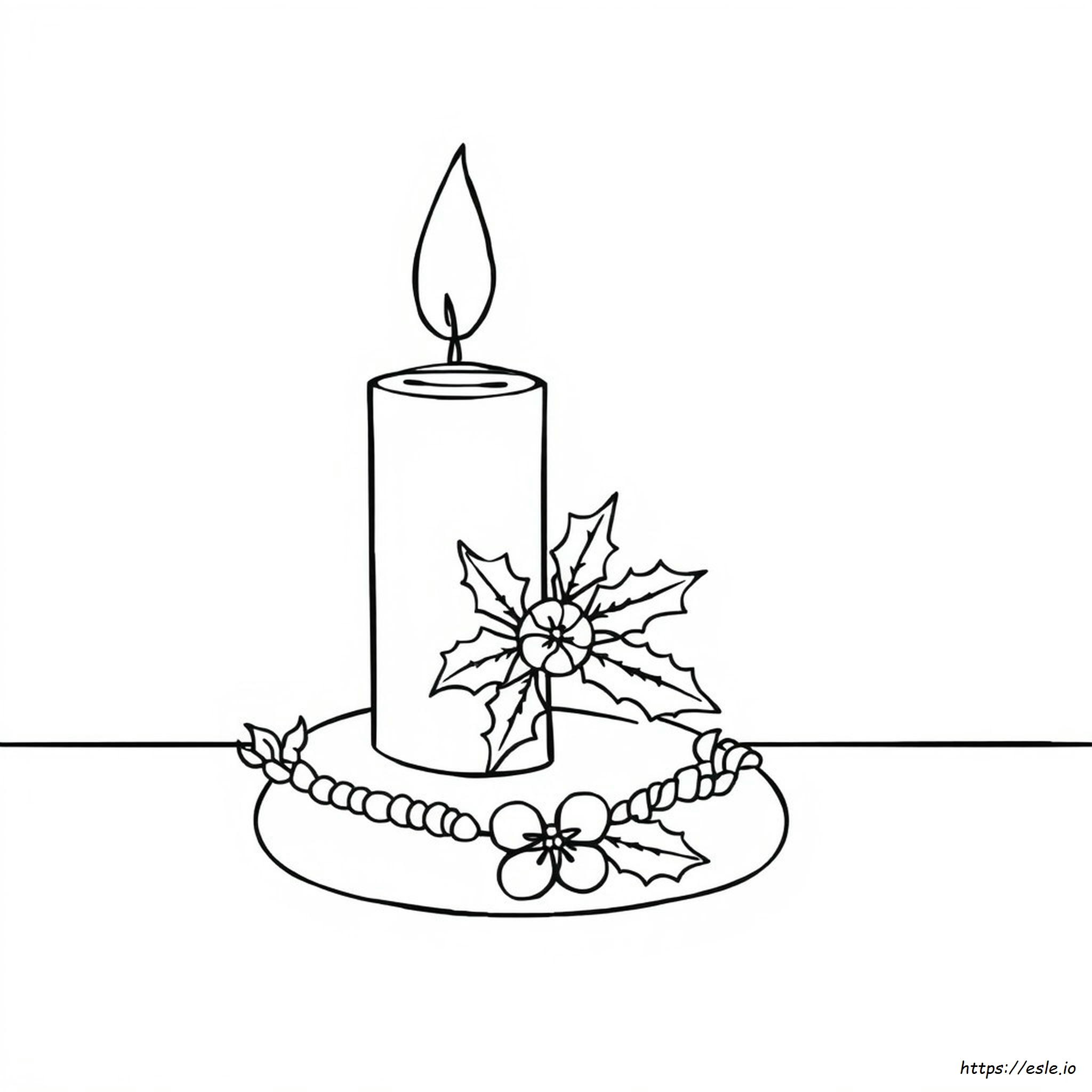 Coloring Page Winter Candle With Holly