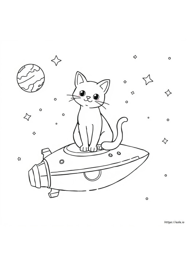 Gato No Espaço Para Colorir