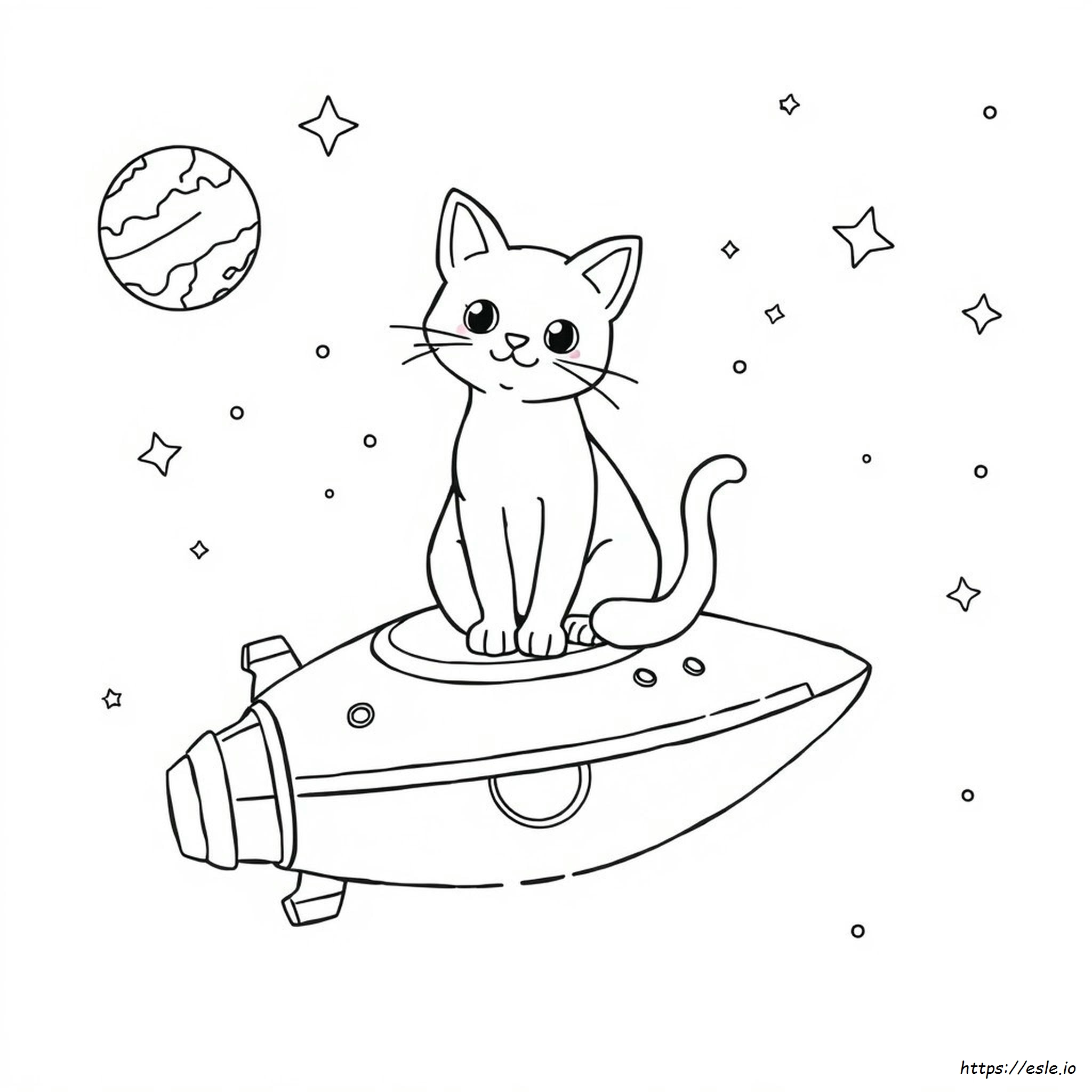 Cat In Space Coloring Page
