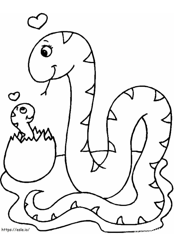 Coloriage Deux mère et bébé serpent à imprimer dessin