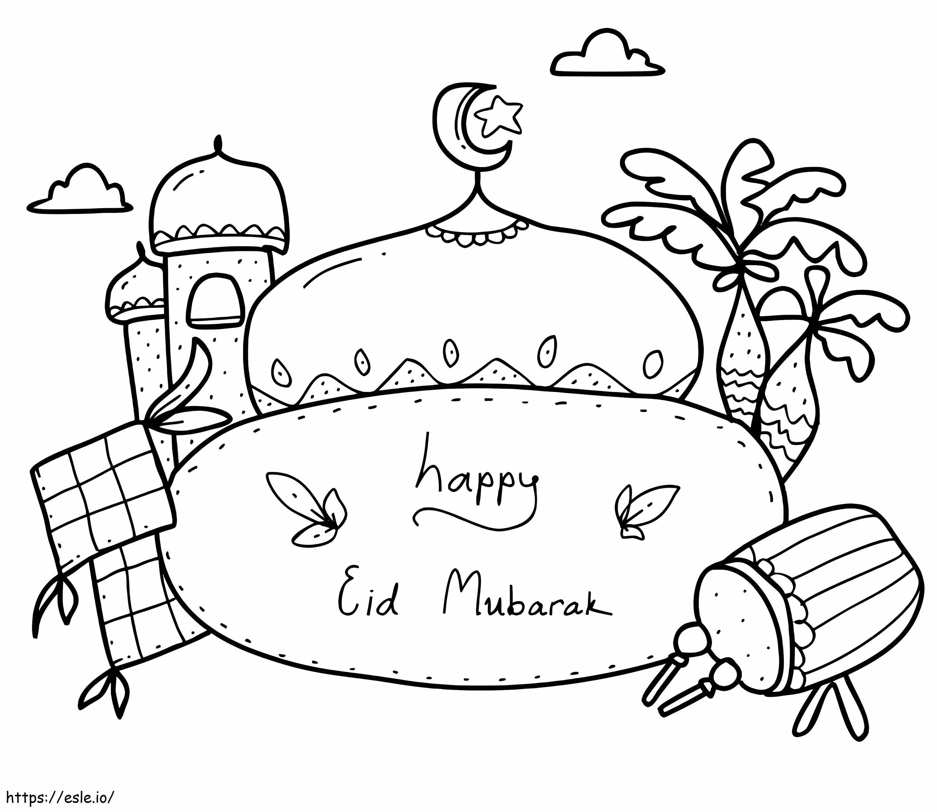 Szczęśliwego Eid Al-Adha kolorowanka