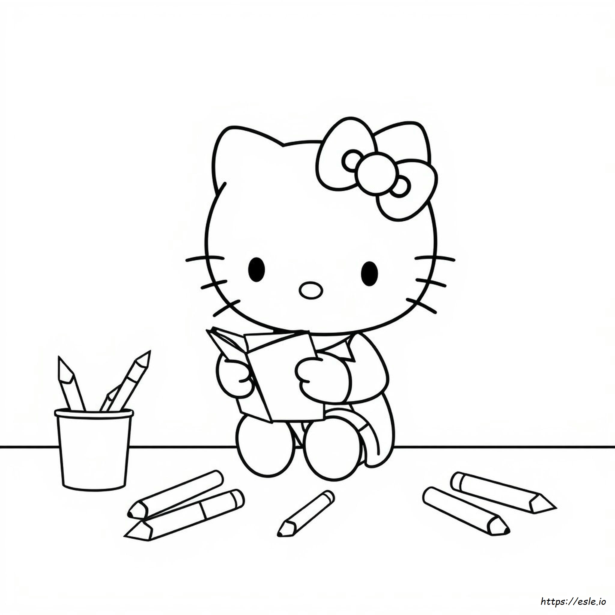 Hello Kitty Pencil Coloring Page