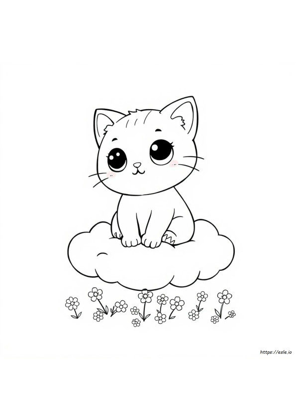 Gato Kawaii Para Colorir