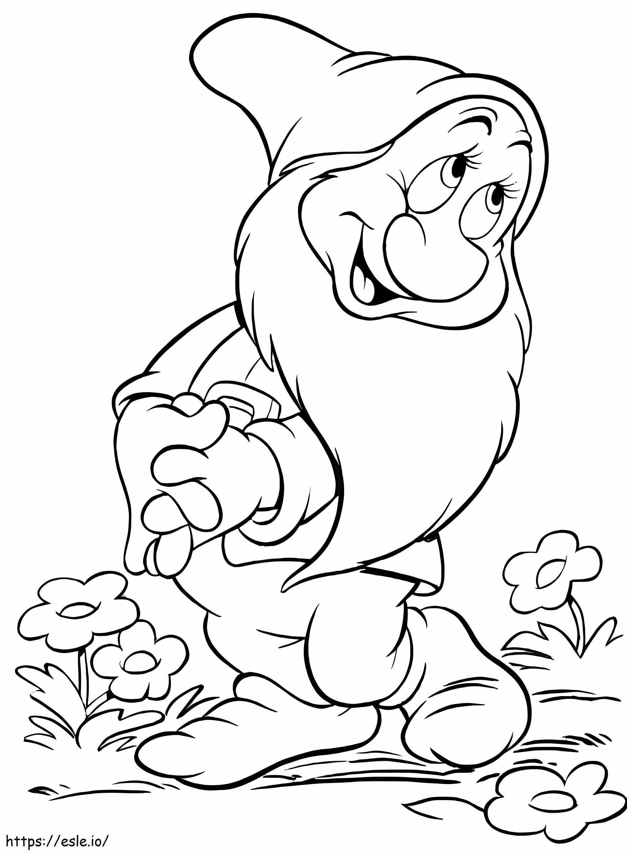 Dwarf With Flower coloring page