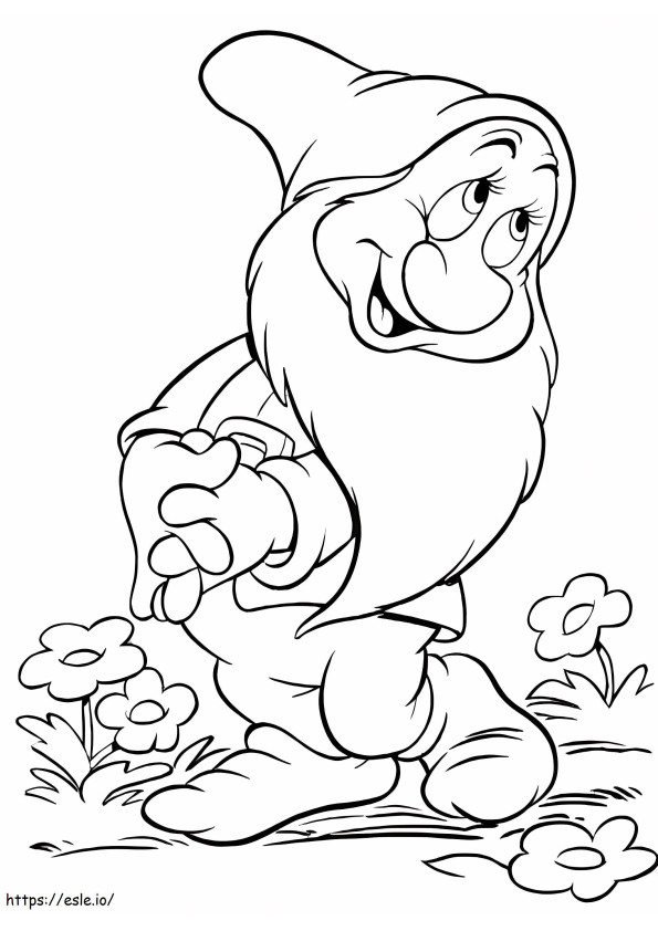 Dwarf With Flower coloring page