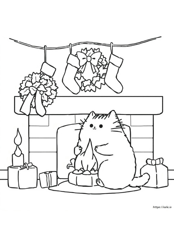 Pusheen Natal Gambar Mewarnai