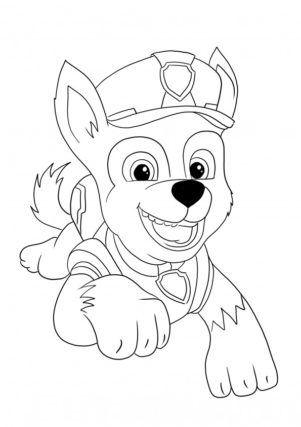 Tracker from Paw Patrol coloring page for kids to print and color for free