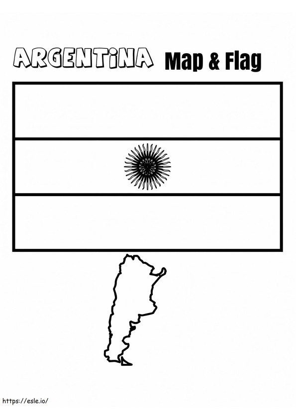 アルゼンチンの国旗と地図 ぬりえ - 塗り絵