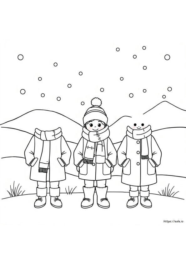 Coloriage Vêtements D'hiver