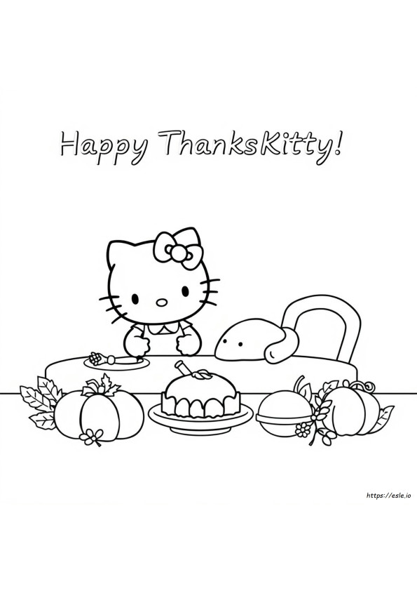 Hello Kitty De Acción De Gracias Para Colorear