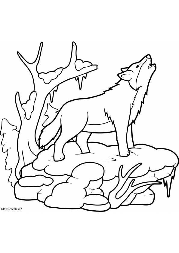 Desen animat lup urlând de colorat