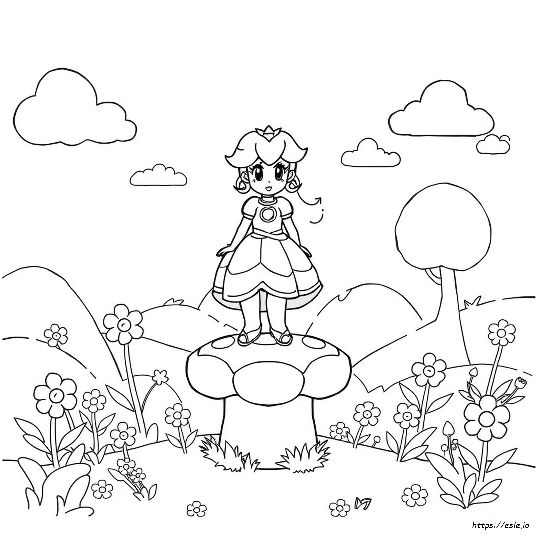 Peach Paper Mario Coloring Page