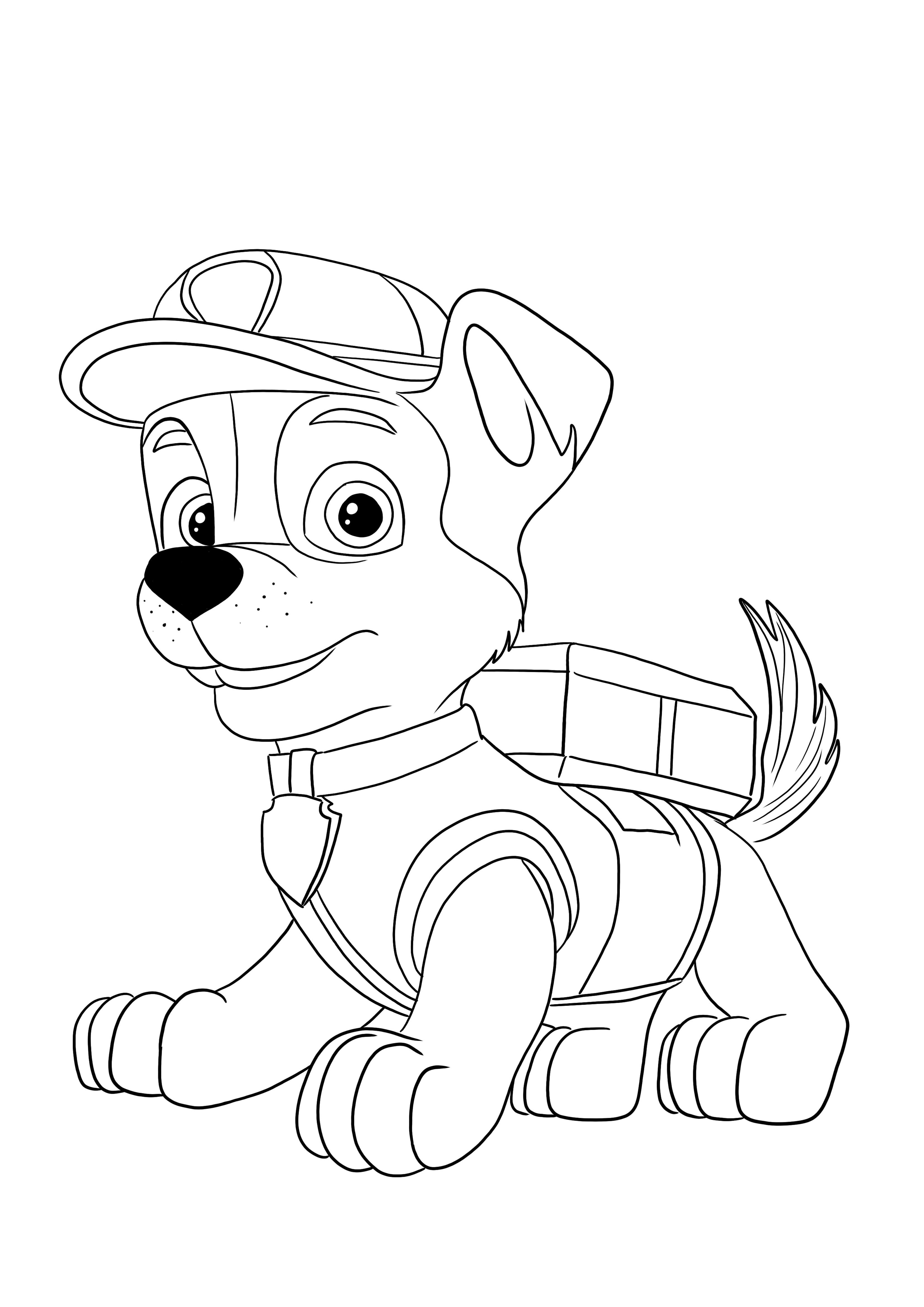 Imagen de Rocky de la patrulla canina para imprimir y colorear gratis para niños