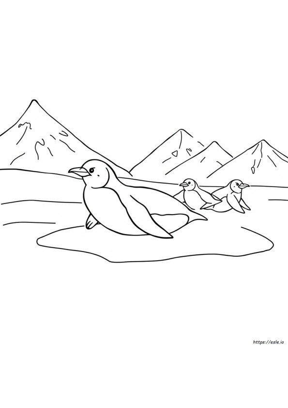 Penguin Sliding On Belly Coloring Page