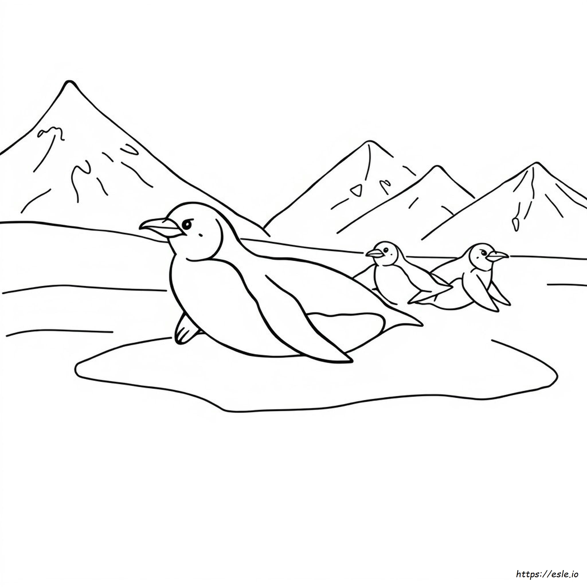 Penguin Sliding On Belly Coloring Page