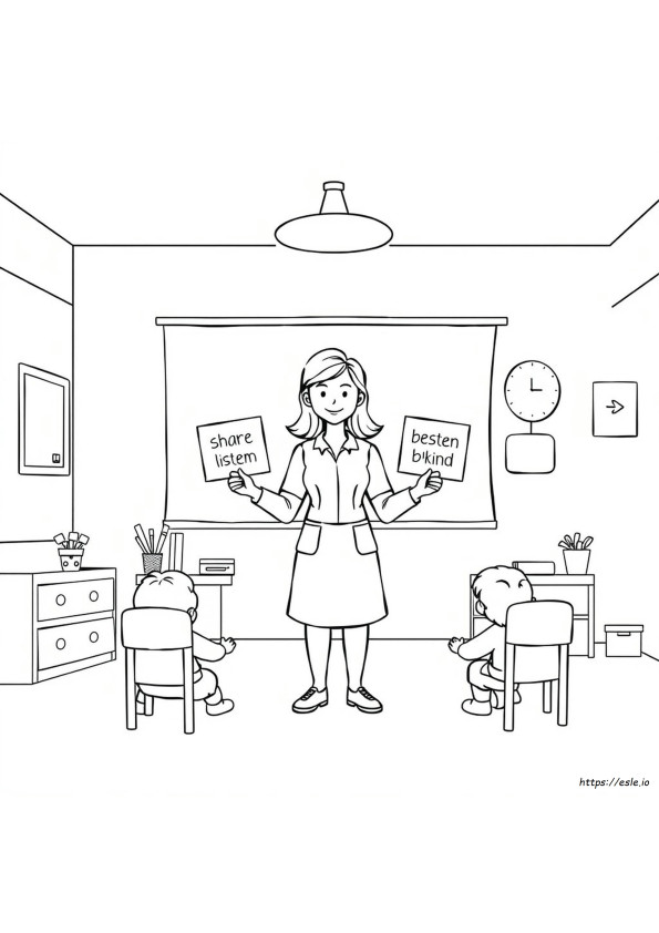 Coloriage Règles De Classe Pour Maternelle