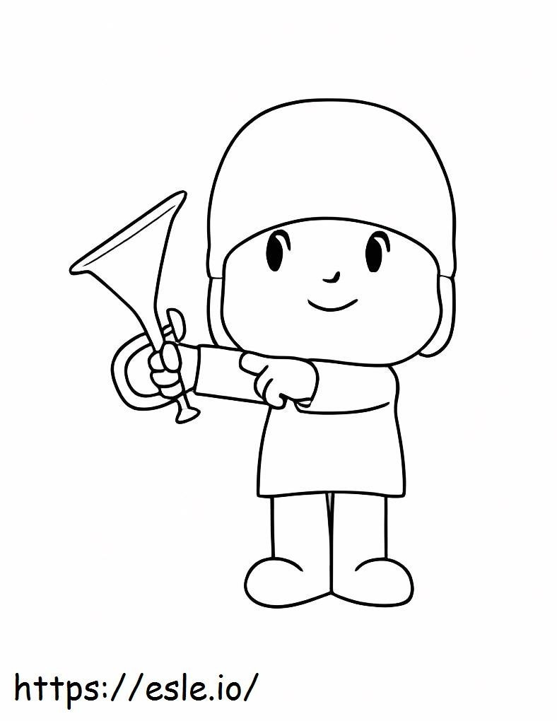 Pocoyo Holding Trumpet coloring page