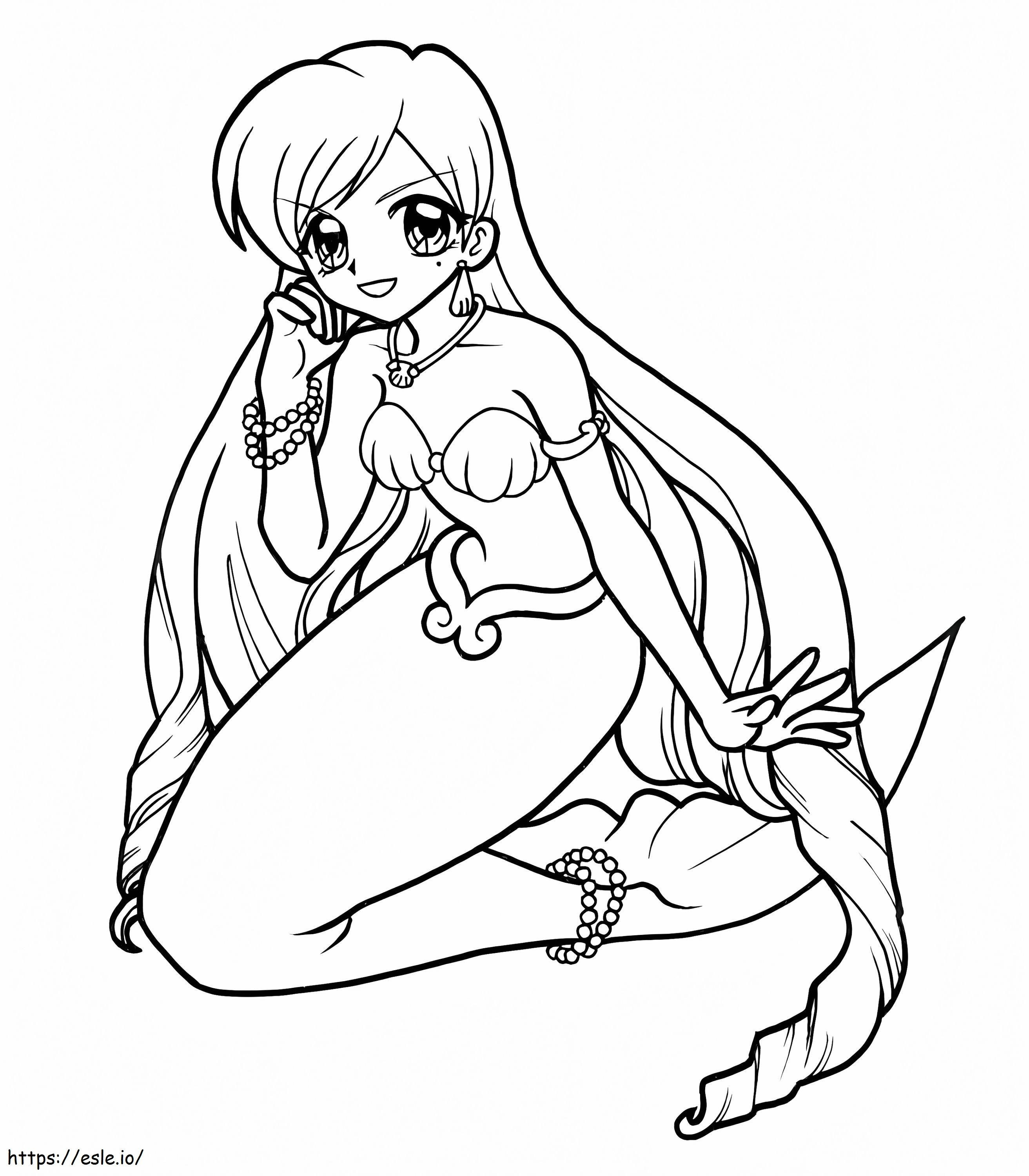 Anime Mermaid värityskuva