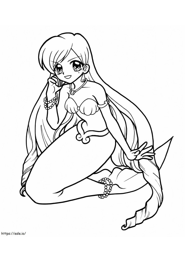 Anime Mermaid värityskuva